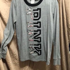 Pink gray long sleeve with Sequins